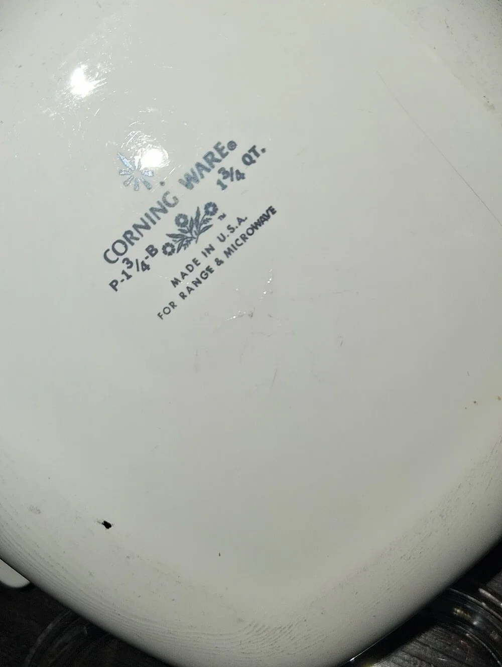vintage Corning Ware P-1 3/4-B casserole dish from Blue Cornflower collection